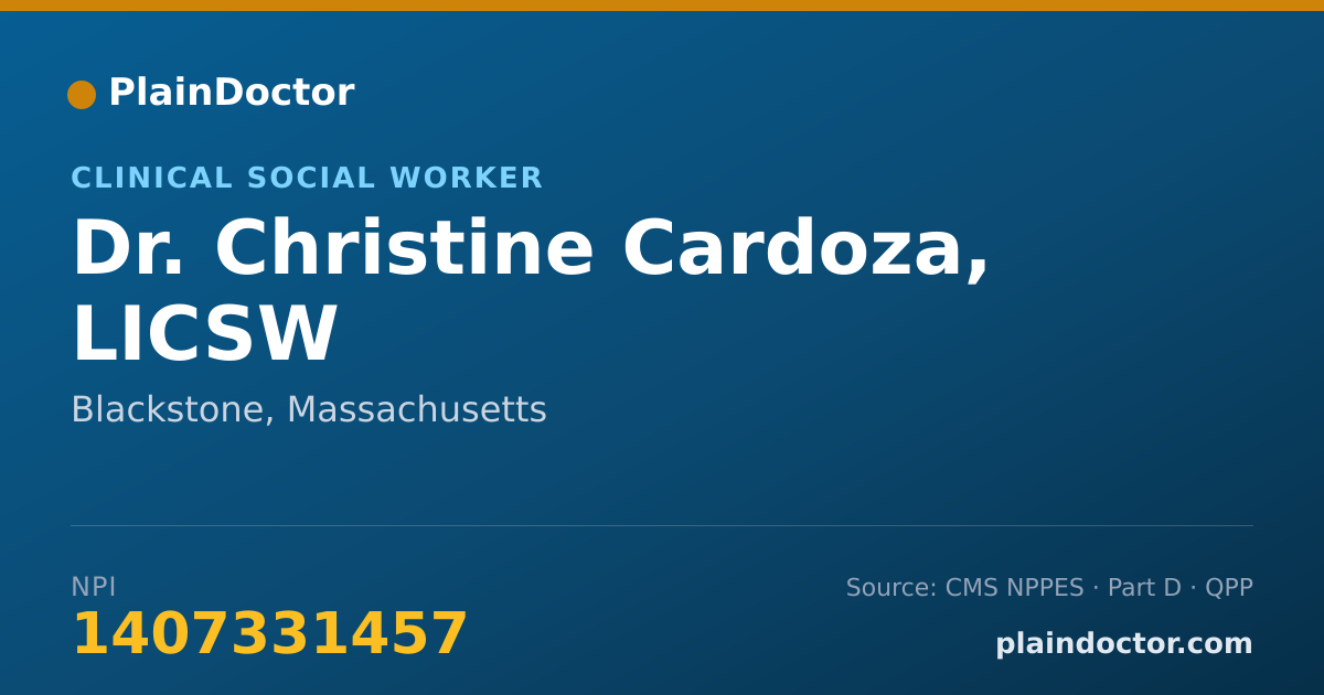 Shareable card for Christine Cardoza, LICSW - Clinical Social Worker, Blackstone, MA