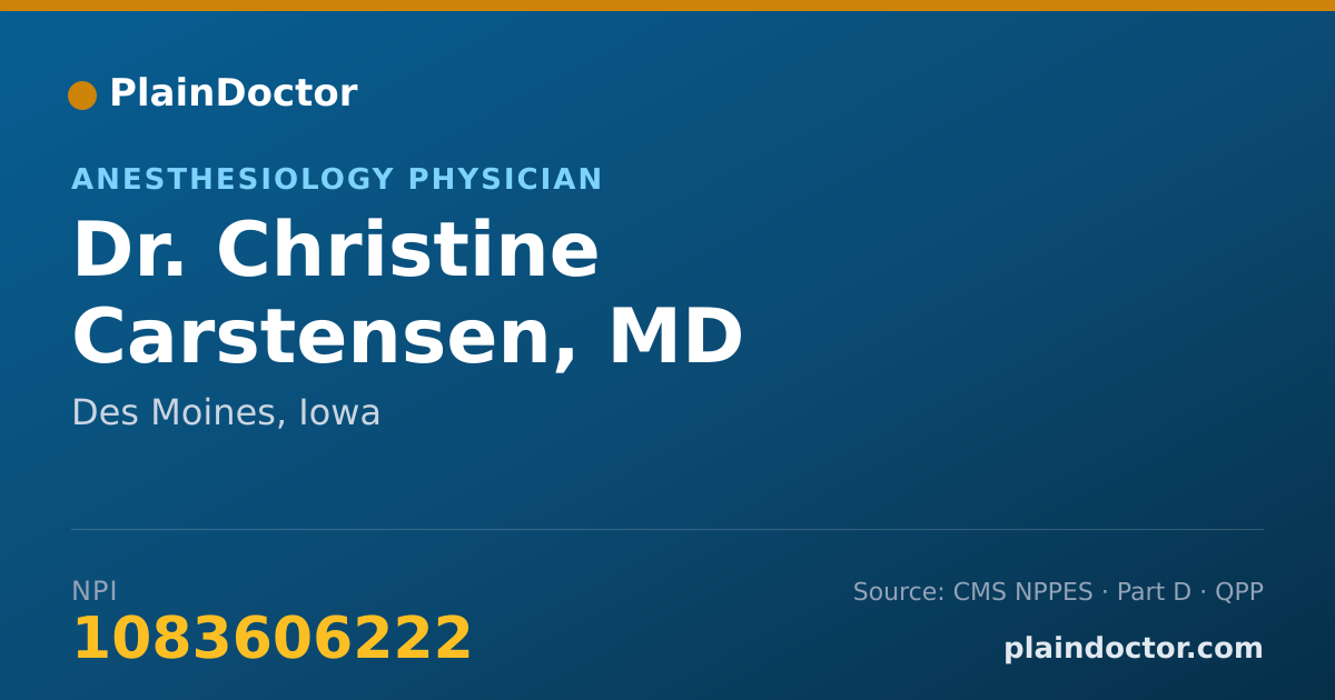 Shareable card for Christine Carstensen, MD - Anesthesiology Physician, Des Moines, IA