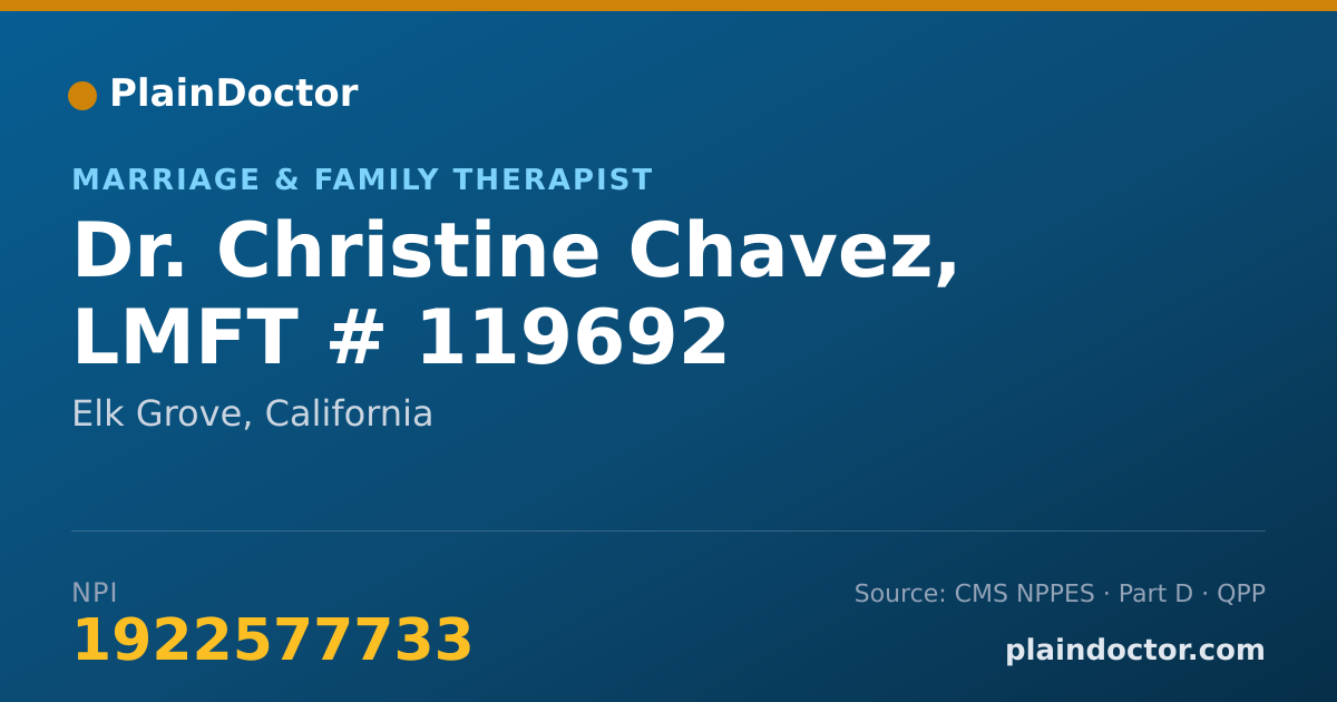 Shareable card for Christine Chavez, LMFT # 119692 - Marriage & Family Therapist, Elk Grove, CA