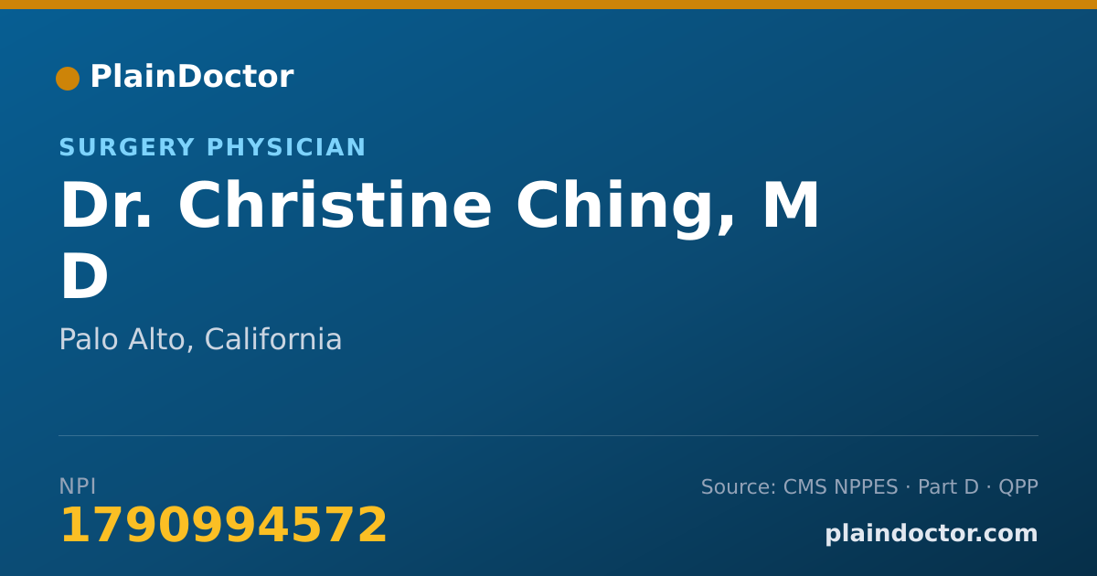 Shareable card for Christine Ching, M D - Surgery Physician, Palo Alto, CA
