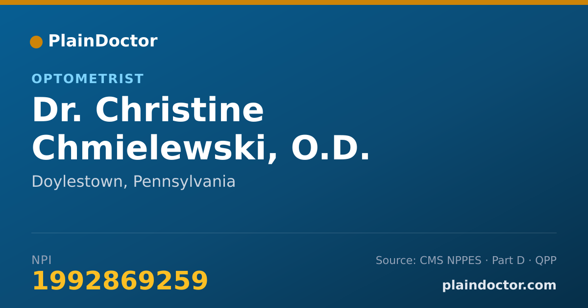 Shareable card for Christine Chmielewski, O.D. - Optometrist, Doylestown, PA
