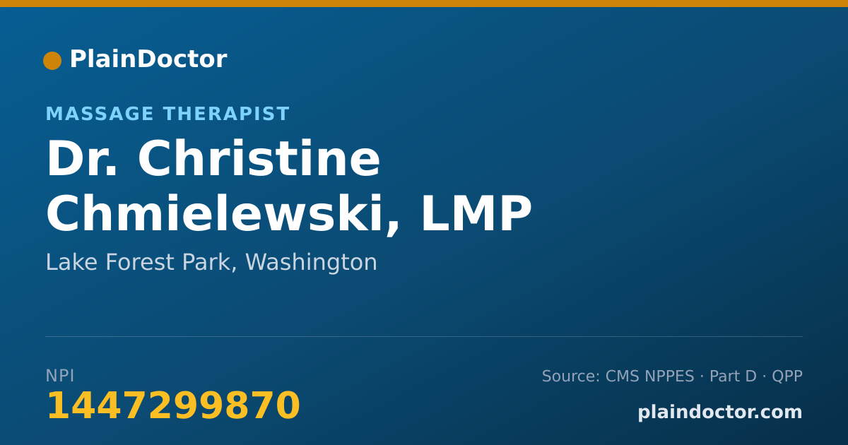 Shareable card for Christine Chmielewski, LMP - Massage Therapist, Lake Forest Park, WA