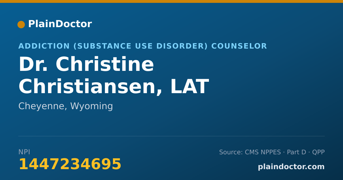 Shareable card for Christine Christiansen, LAT - Addiction (Substance Use Disorder) Counselor, Cheyenne, WY
