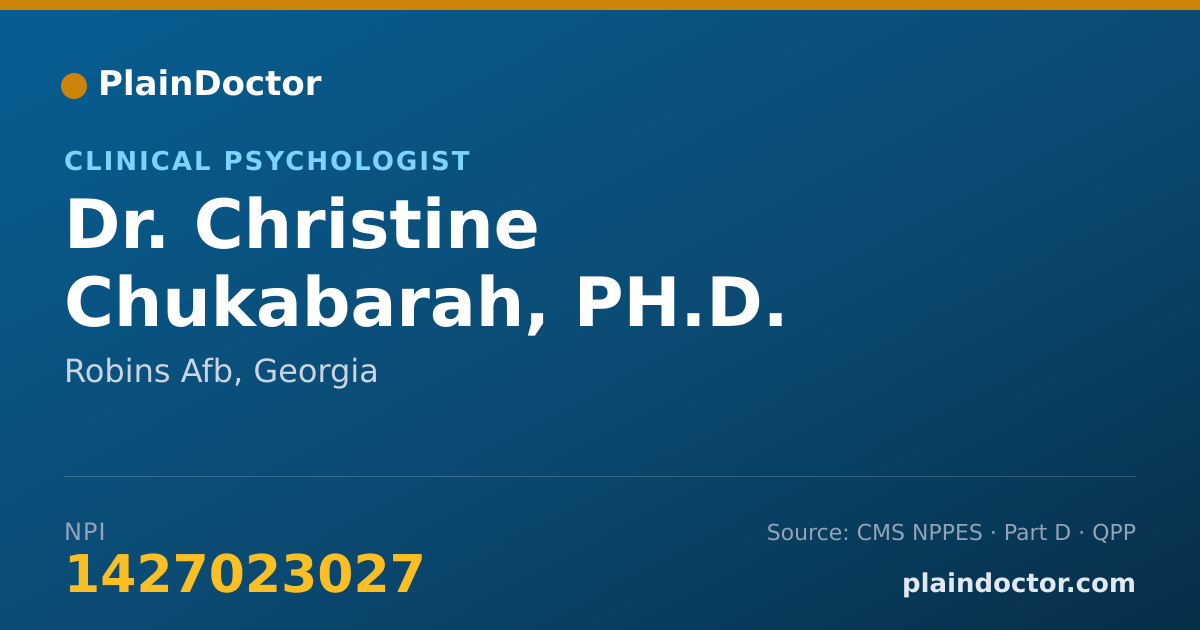 Shareable card for Christine Chukabarah, PH.D. - Clinical Psychologist, Robins Afb, GA