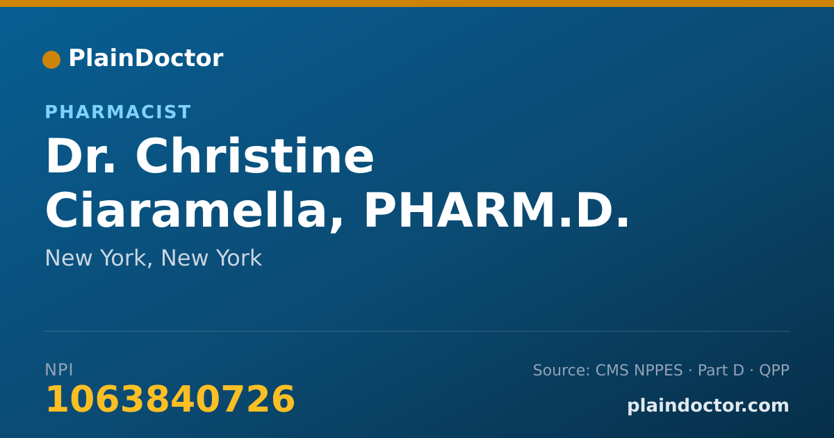 Shareable card for Christine Ciaramella, PHARM.D. - Pharmacist, New York, NY