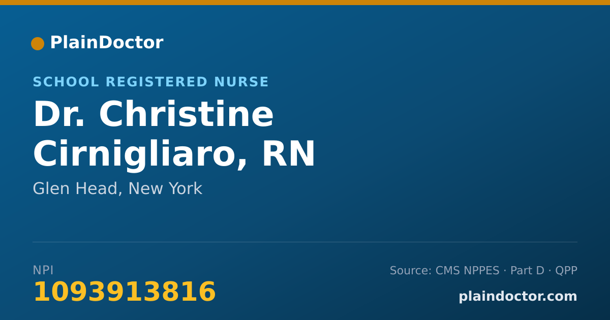 Shareable card for Christine Cirnigliaro, RN - School Registered Nurse, Glen Head, NY