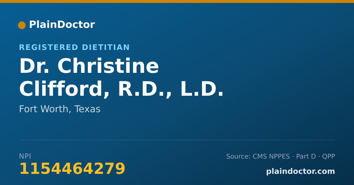 Shareable card for Christine Clifford, R.D., L.D. - Registered Dietitian, Fort Worth, TX