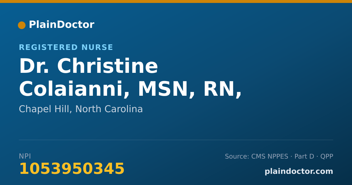 Shareable card for Christine Colaianni, MSN, RN, CPNP-PC - Registered Nurse, Chapel Hill, NC