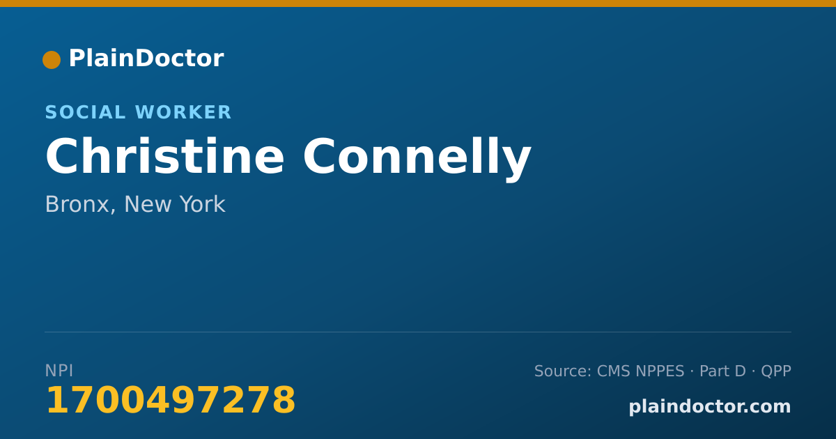 Shareable card for Christine Connelly - Social Worker, Bronx, NY