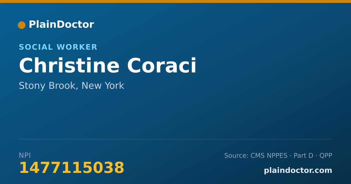 Shareable card for Christine Coraci - Social Worker, Stony Brook, NY