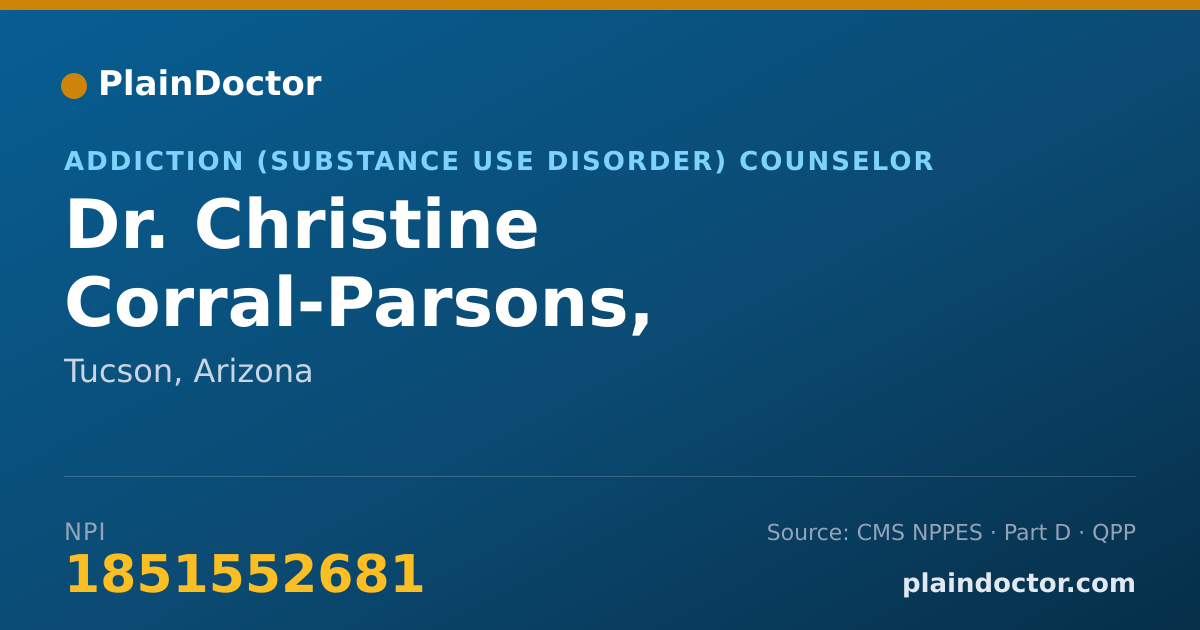 Shareable card for Christine Corral-Parsons, M.A.,L.A.S.A.C. - Addiction (Substance Use Disorder) Counselor, Tucson, AZ