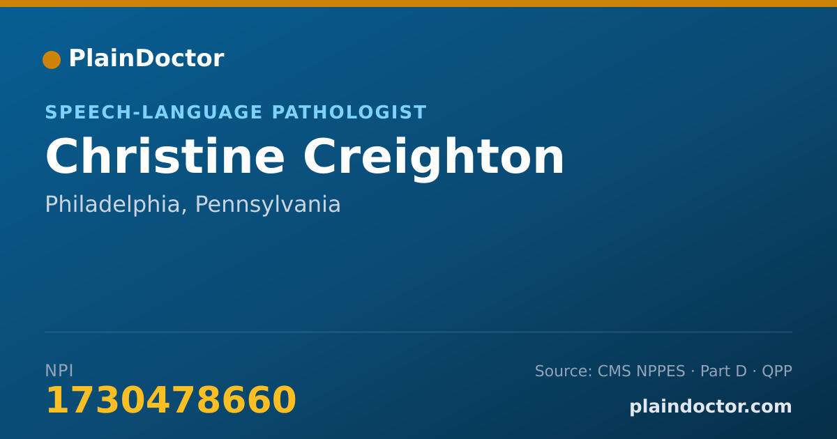 Shareable card for Christine Creighton - Speech-Language Pathologist, Philadelphia, PA