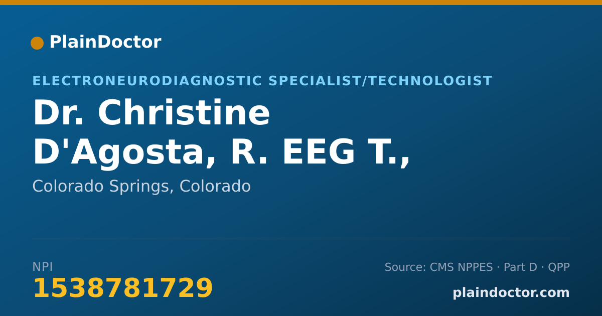 Shareable card for Christine D'Agosta, R. EEG T., CLTM - Electroneurodiagnostic Specialist/Technologist, Colorado Springs, CO