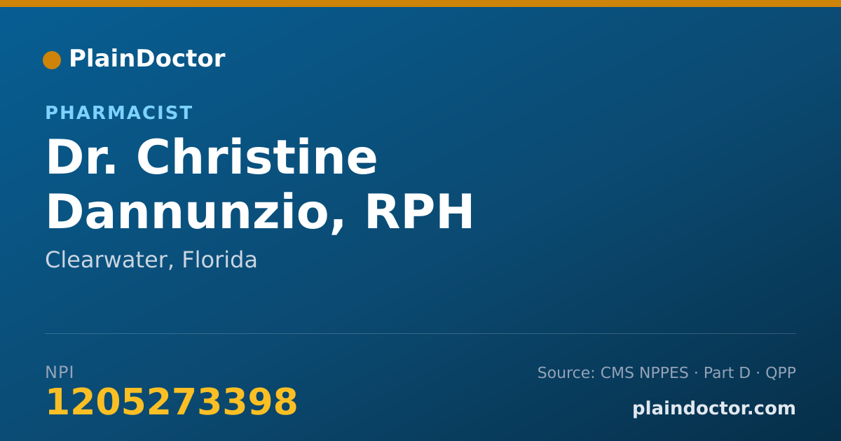 Shareable card for Christine Dannunzio, RPH - Pharmacist, Clearwater, FL