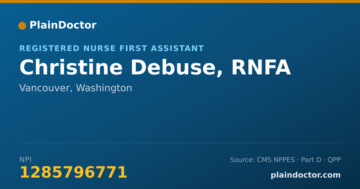 Shareable card for Christine Debuse, RNFA - Registered Nurse First Assistant, Vancouver, WA