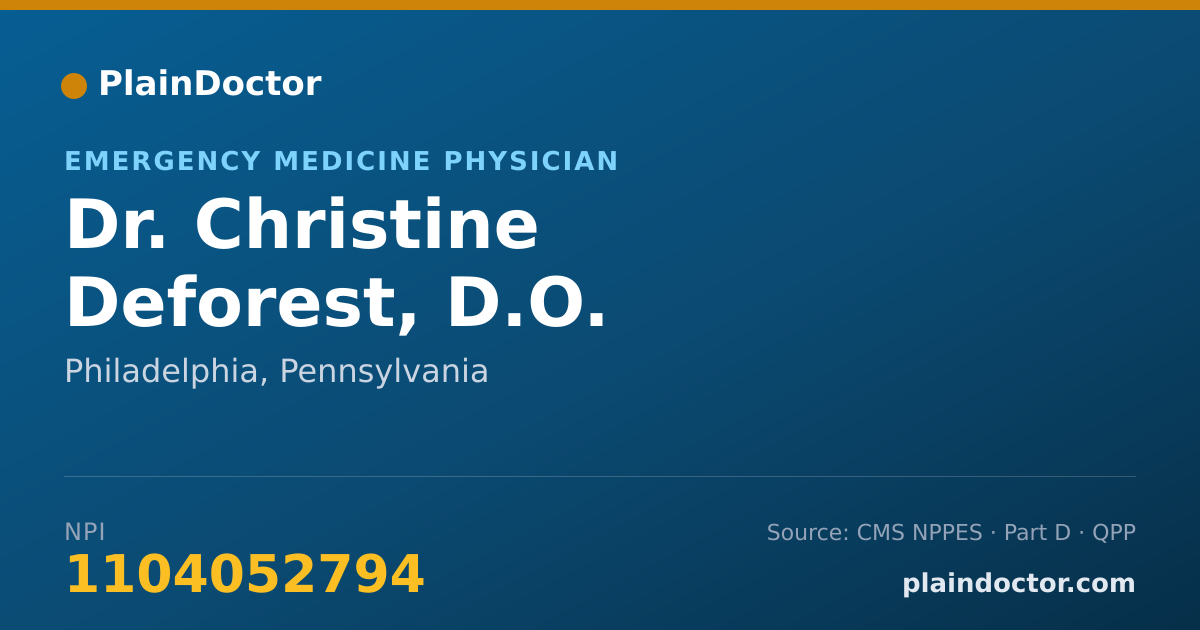 Shareable card for Christine Deforest, D.O. - Emergency Medicine Physician, Philadelphia, PA