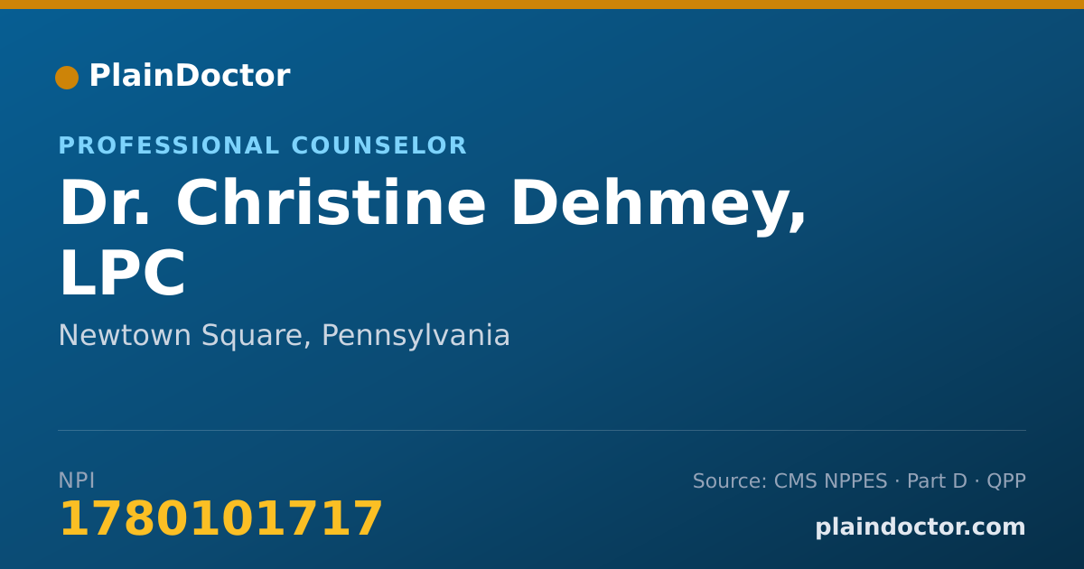 Shareable card for Christine Dehmey, LPC - Professional Counselor, Newtown Square, PA