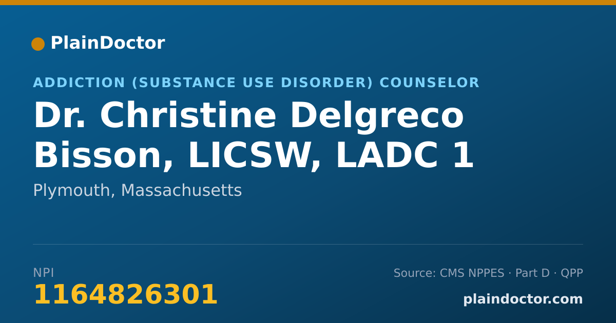 Shareable card for Christine Delgreco Bisson, LICSW, LADC 1 - Addiction (Substance Use Disorder) Counselor, Plymouth, MA