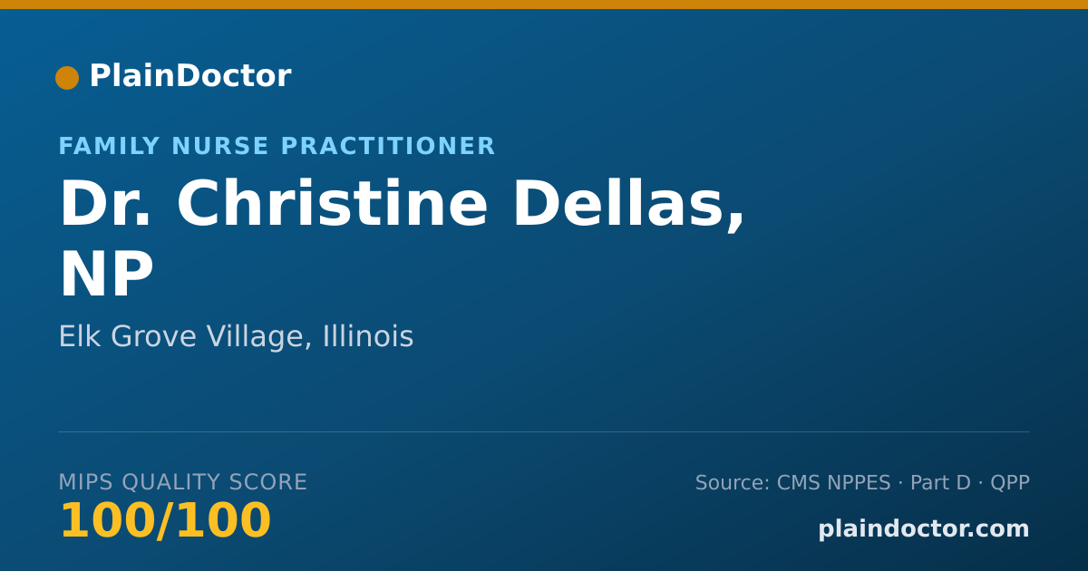 Shareable card for Christine Dellas, NP - Family Nurse Practitioner, Elk Grove Village, IL