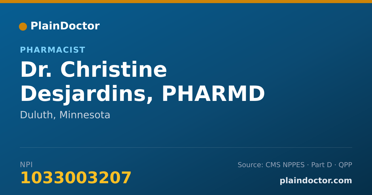 Shareable card for Christine Desjardins, PHARMD - Pharmacist, Duluth, MN