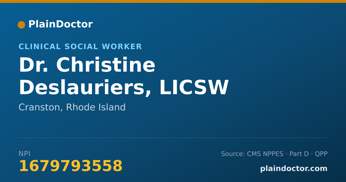 Shareable card for Christine Deslauriers, LICSW - Clinical Social Worker, Cranston, RI