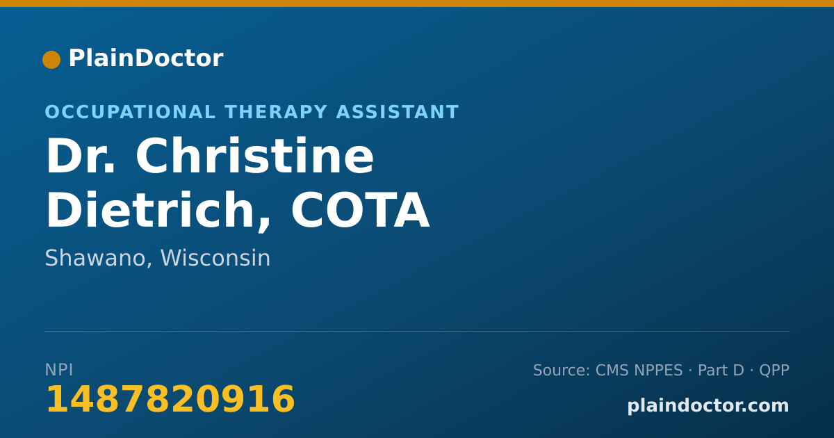 Shareable card for Christine Dietrich, COTA - Occupational Therapy Assistant, Shawano, WI