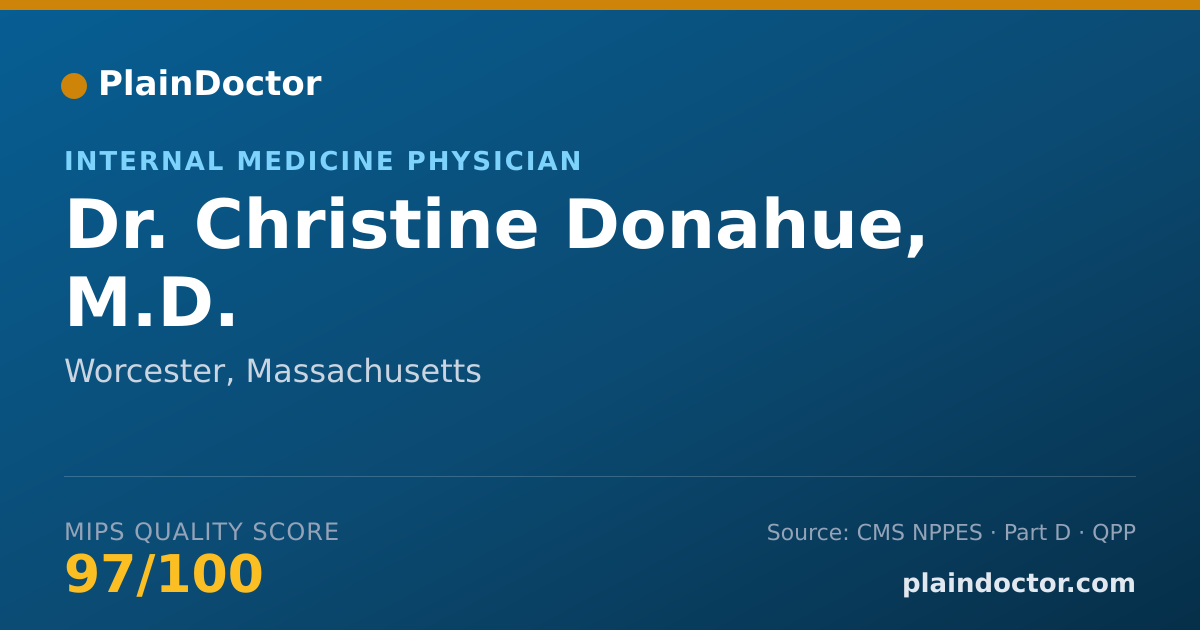 Shareable card for Christine Donahue, M.D. - Internal Medicine Physician, Worcester, MA