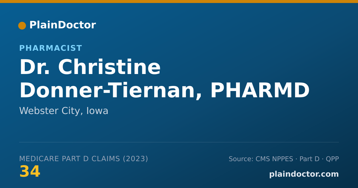 Shareable card for Christine Donner-Tiernan, PHARMD - Pharmacist, Webster City, IA