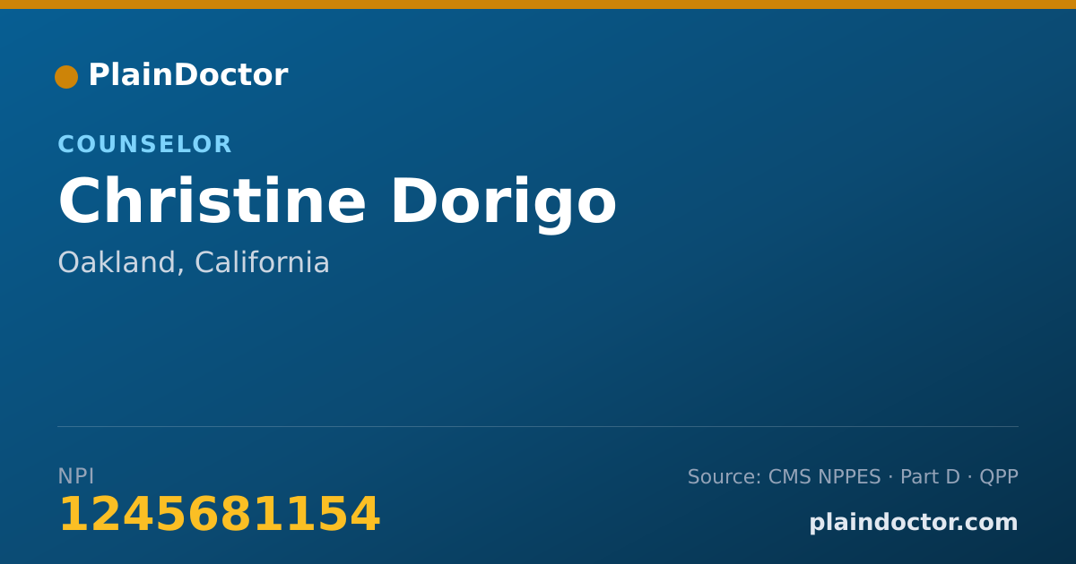 Shareable card for Christine Dorigo - Counselor, Oakland, CA