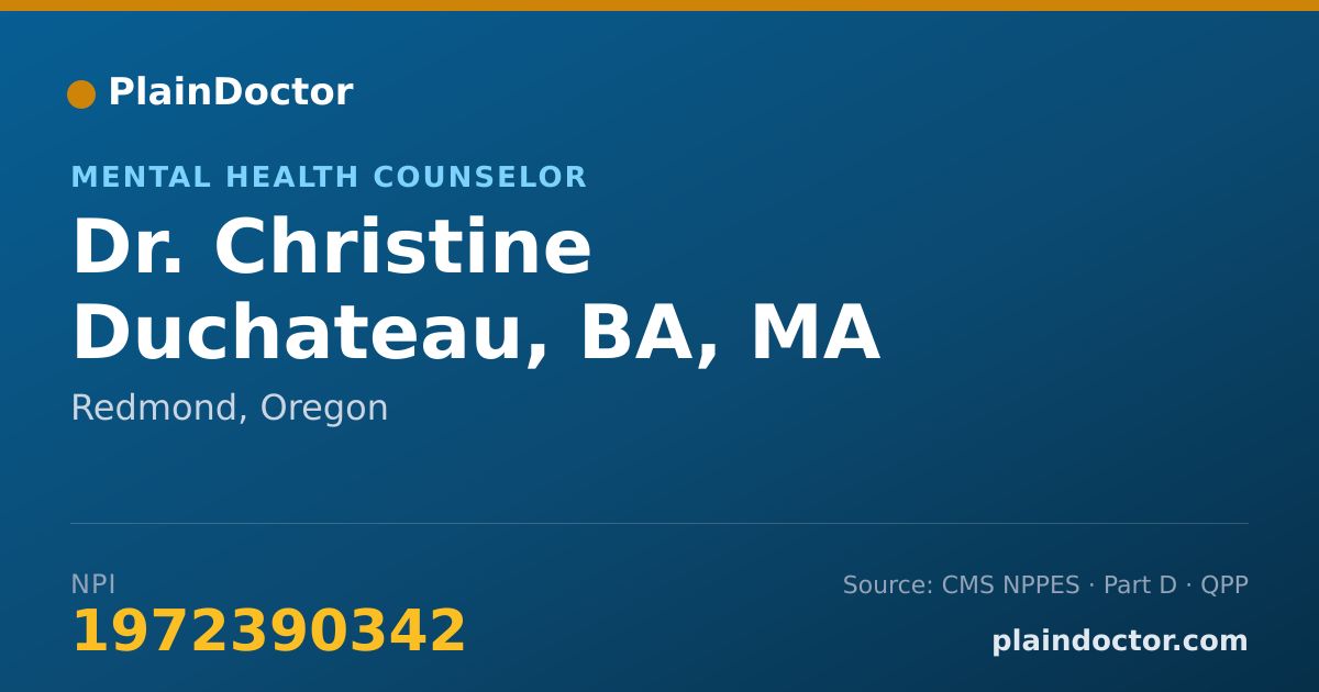 Shareable card for Christine Duchateau, BA, MA PSYCH - Mental Health Counselor, Redmond, OR