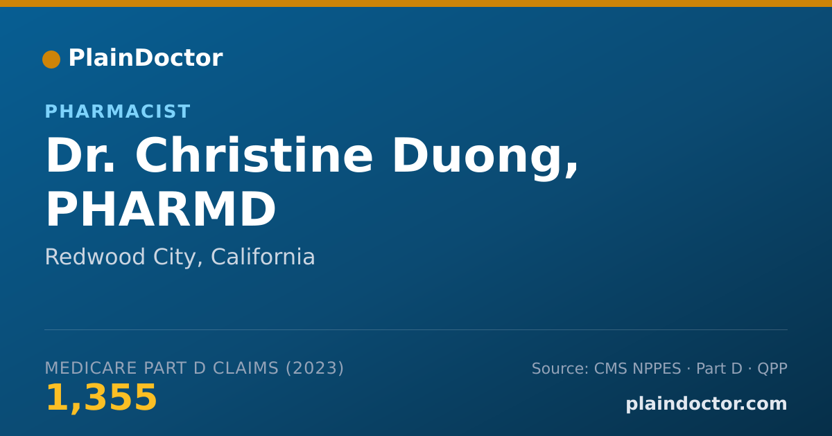 Shareable card for Christine Duong, PHARMD - Pharmacist, Redwood City, CA