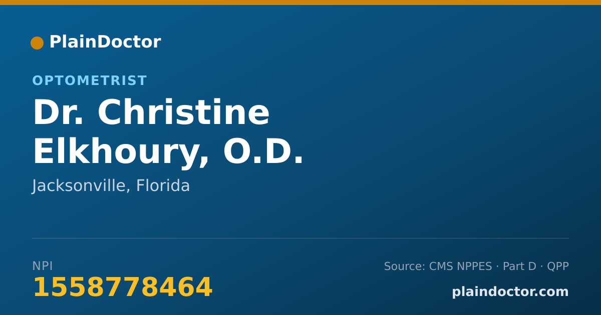 Shareable card for Christine Elkhoury, O.D. - Optometrist, Jacksonville, FL