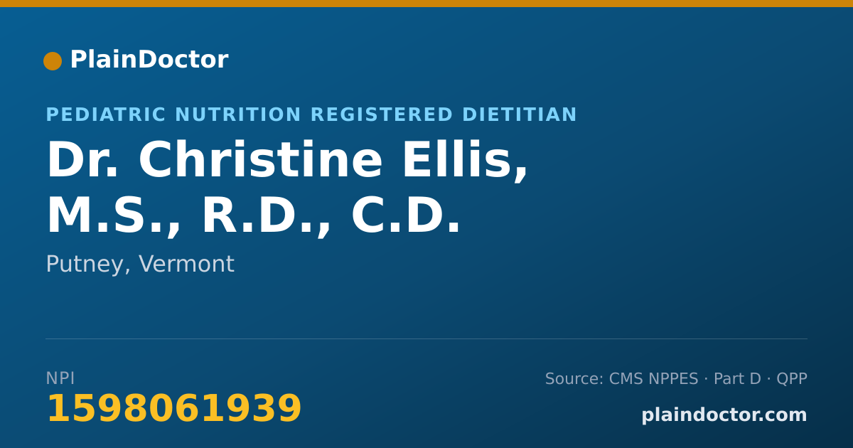 Shareable card for Christine Ellis, M.S., R.D., C.D. - Pediatric Nutrition Registered Dietitian, Putney, VT