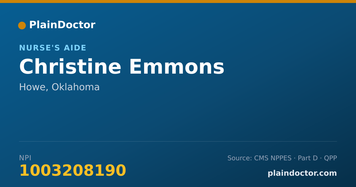 Shareable card for Christine Emmons - Nurse's Aide, Howe, OK