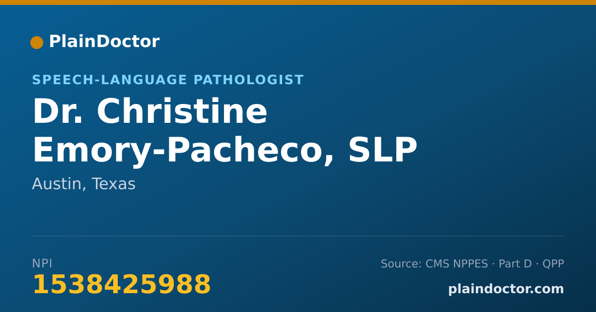 Shareable card for Christine Emory-Pacheco, SLP - Speech-Language Pathologist, Austin, TX