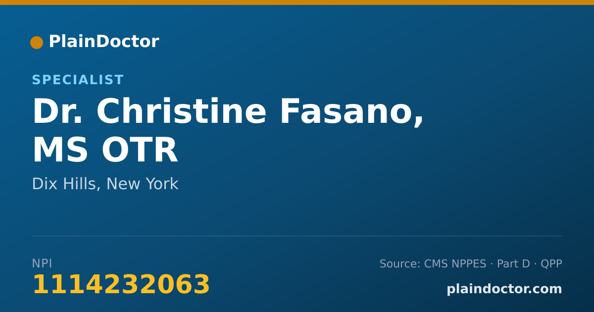 Shareable card for Christine Fasano, MS OTR - Specialist, Dix Hills, NY