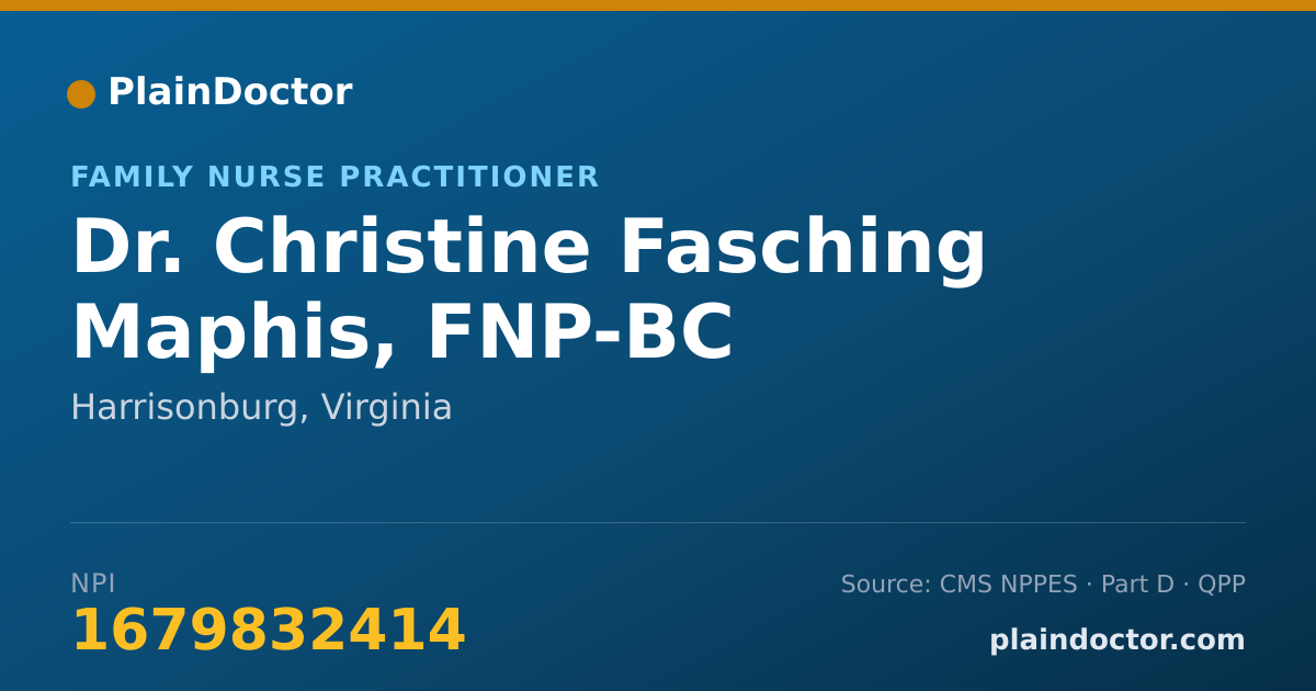 Shareable card for Christine Fasching Maphis, FNP-BC - Family Nurse Practitioner, Harrisonburg, VA
