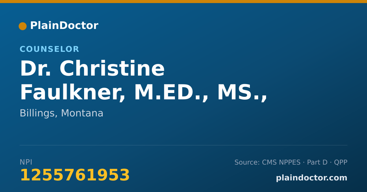 Shareable card for Christine Faulkner, M.ED., MS., L.C.P.C. - Counselor, Billings, MT