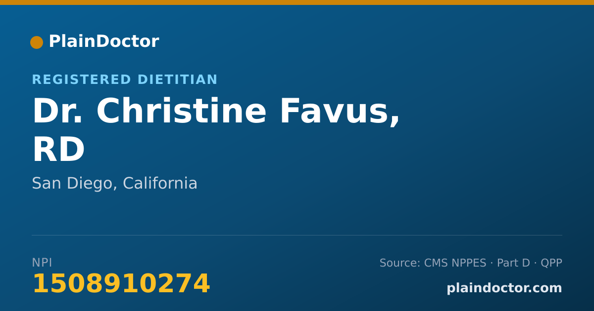 Shareable card for Christine Favus, RD - Registered Dietitian, San Diego, CA