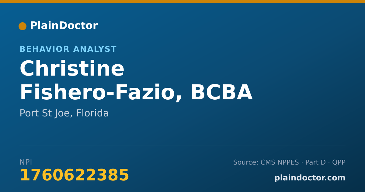 Shareable card for Christine Fishero-Fazio, BCBA - Behavior Analyst, Port St Joe, FL