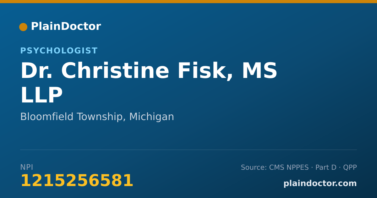 Shareable card for Christine Fisk, MS LLP - Psychologist, Bloomfield Township, MI