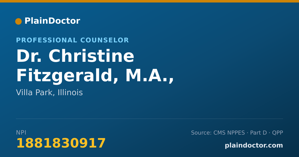 Shareable card for Christine Fitzgerald, M.A., M.ED., PH.D. - Professional Counselor, Villa Park, IL