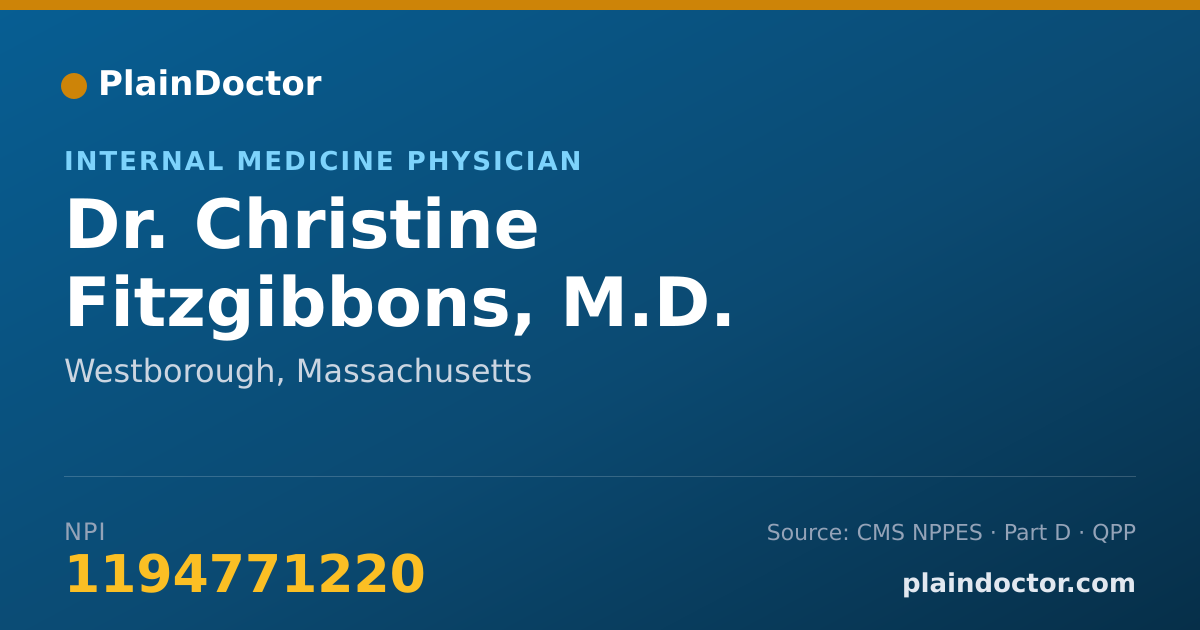 Shareable card for Christine Fitzgibbons, M.D. - Internal Medicine Physician, Westborough, MA