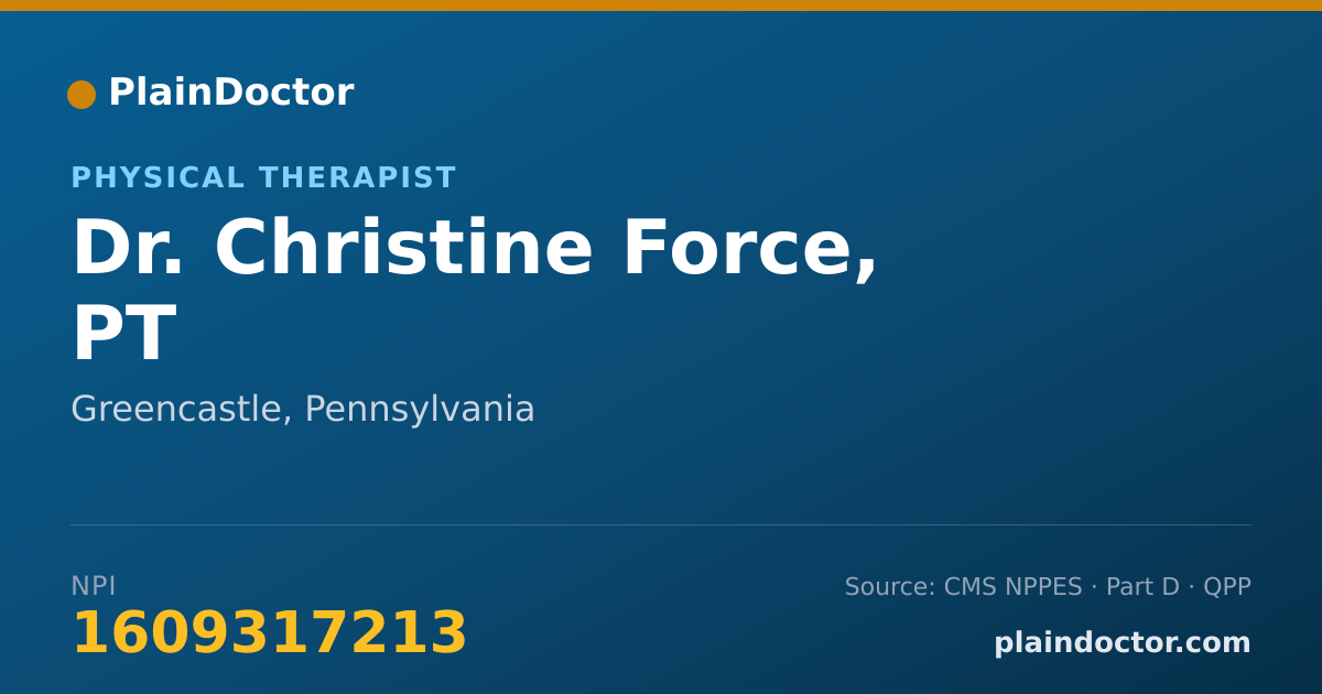 Shareable card for Christine Force, PT - Physical Therapist, Greencastle, PA
