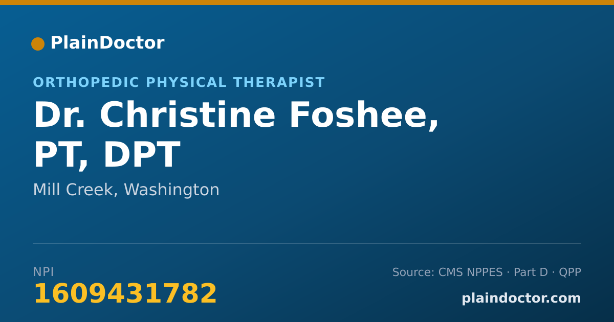 Shareable card for Christine Foshee, PT, DPT - Orthopedic Physical Therapist, Mill Creek, WA
