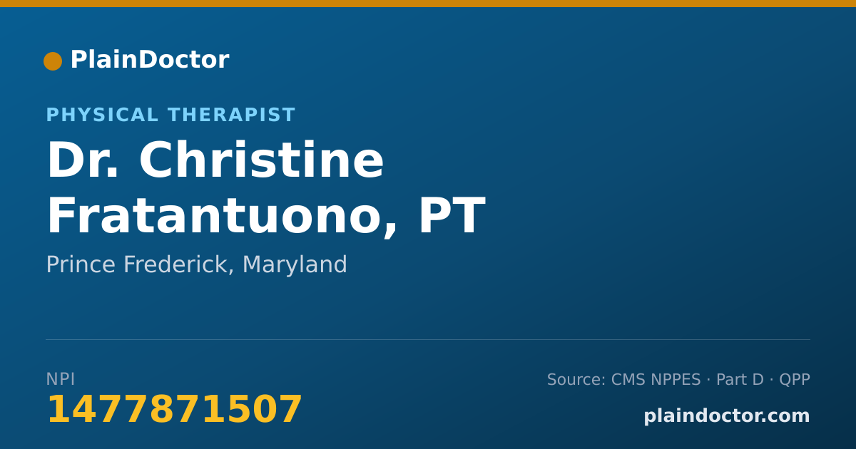 Shareable card for Christine Fratantuono, PT - Physical Therapist, Prince Frederick, MD