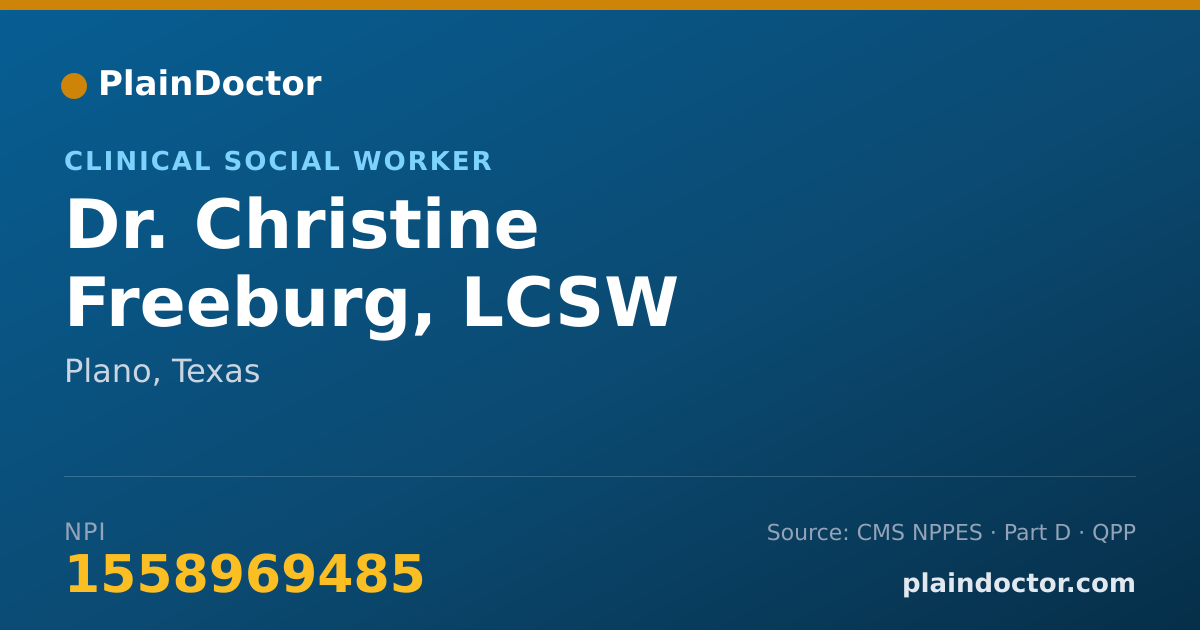 Shareable card for Christine Freeburg, LCSW - Clinical Social Worker, Plano, TX