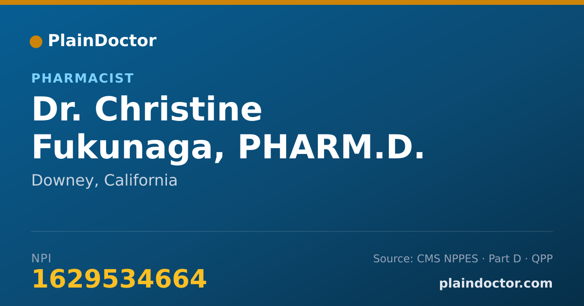 Shareable card for Christine Fukunaga, PHARM.D. - Pharmacist, Downey, CA