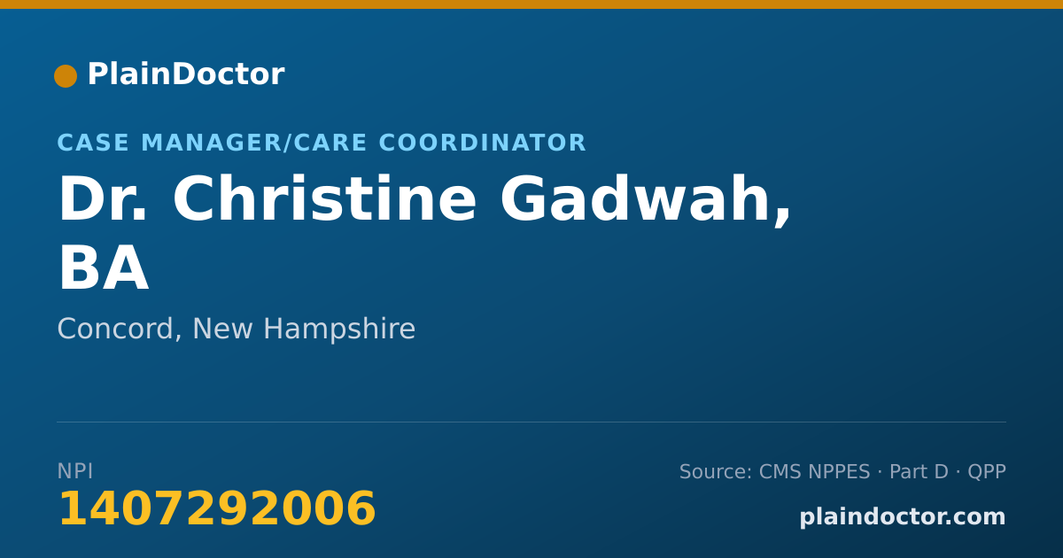 Shareable card for Christine Gadwah, BA - Case Manager/Care Coordinator, Concord, NH