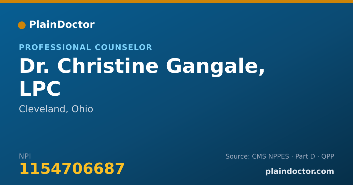Shareable card for Christine Gangale, LPC - Professional Counselor, Cleveland, OH
